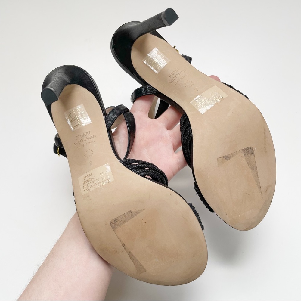 NEW Stuart Weitzman Twist Sleek 95 Heel Sandals Leather Strappy - Picture 7 of 8